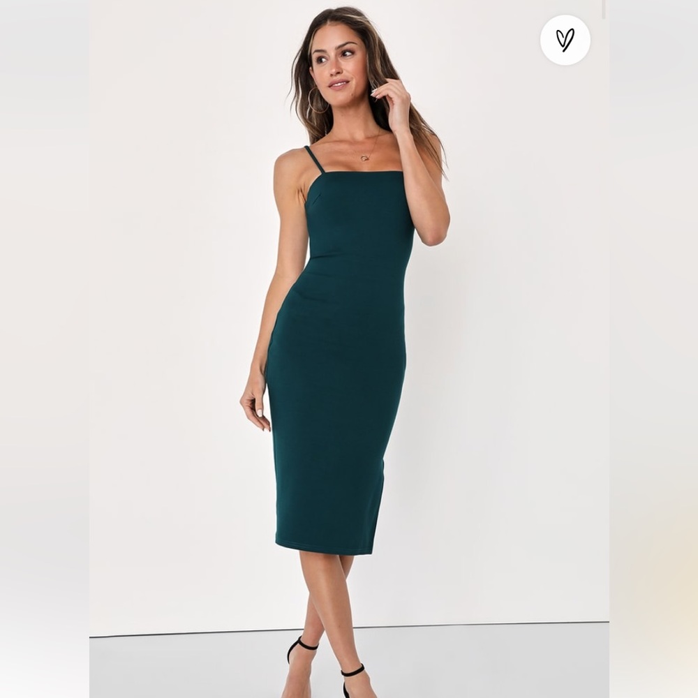 Forest Green Bodycon Dress Midi